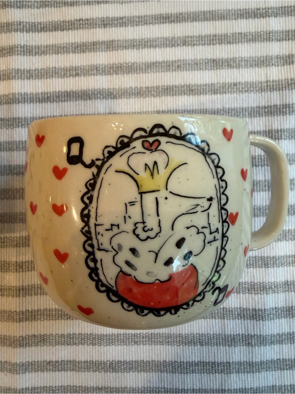 Anthropologie Mug Set/2 POPPY KING & QUEEN Clubs Hearts DOGS Poodle - Picture 3 of 8